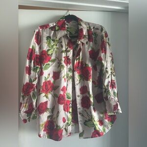 L'AGENCE Silk floral print button-up